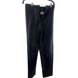 Vintage Firenze Leather Pants Size 6 Black Women's Straight Button Waist